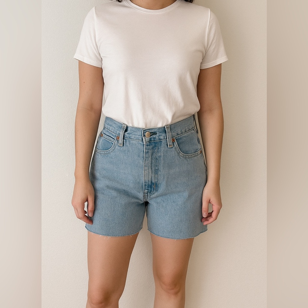 BDG High Rise Denim Shorts Size 28 Light Wash Cutoff Raw Hem Urban Outfitters